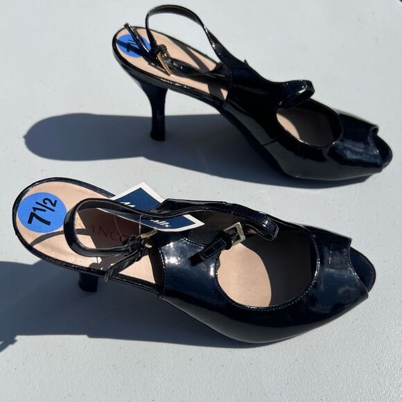 Franco Sarto Black Patent Heels - Picture 3 of 7